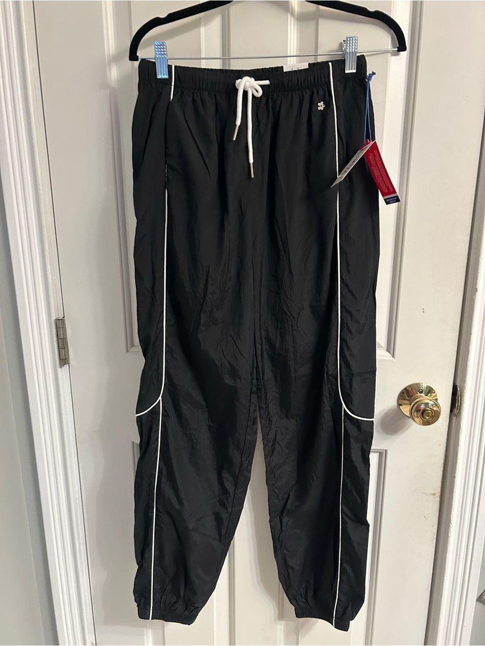 Limited Too Black Jogger Wind-Pants with White Piping